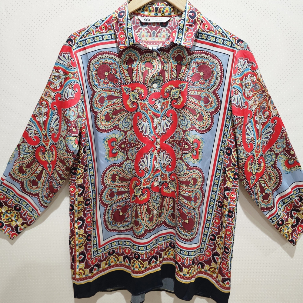 Zara Red and Blue Paisley Shirt